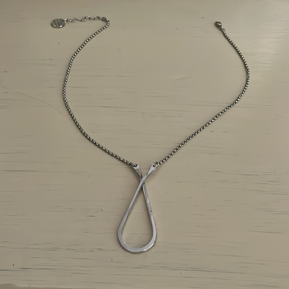 Wendell August Silver-toned Necklace with Teardrop Pendant